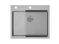 Мойка нерж. сталь KRONER-PRO 59 + ролл-мат PRO в цвет мойки, PM705951-BS+R405-BS