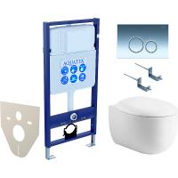 Комплект унитаза с инсталляцией Aquatek Set Aquatek Альтаир cm-018 4в1 с сиденьем Микролифт и клавишей смыва Хром глянцевый