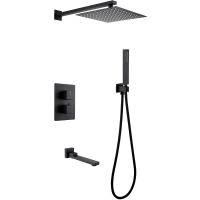 Душевая система Abber Daheim AF8250B с термостатом Черная матовая