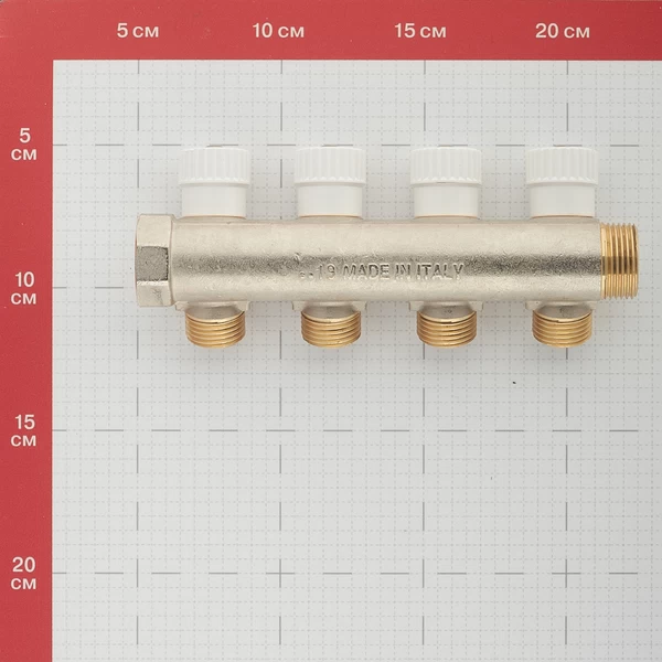коллектор stout 3/4 вр(г) х 4 выхода 1/2 нр(ш) х 3/4 нр(ш) регулируемый (smb 6851 341204)