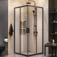 Комплект душевого уголка с душевой системой и аксессуарами AM.PM Gem S 90x90 WK93EP профиль черный матовый стекло прозрачное
