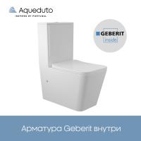 Унитаз компакт Aqueduto MACIO AQDSMAC10 напольный, безободковый, с бачком, сиденье с микролифтом, 63.5x38.5 см, белый глянцевый