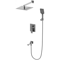 Душевой комплект Wonzon & Woghand Cube 2.0 WW-88087068-BGM 300 мм, со смесителем, темный графит матовый