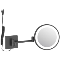 Зеркало косметическое Timo Luiro 18474/03 с 5x увеличением, настенное, с подсветкой, выключателем, черный матовый