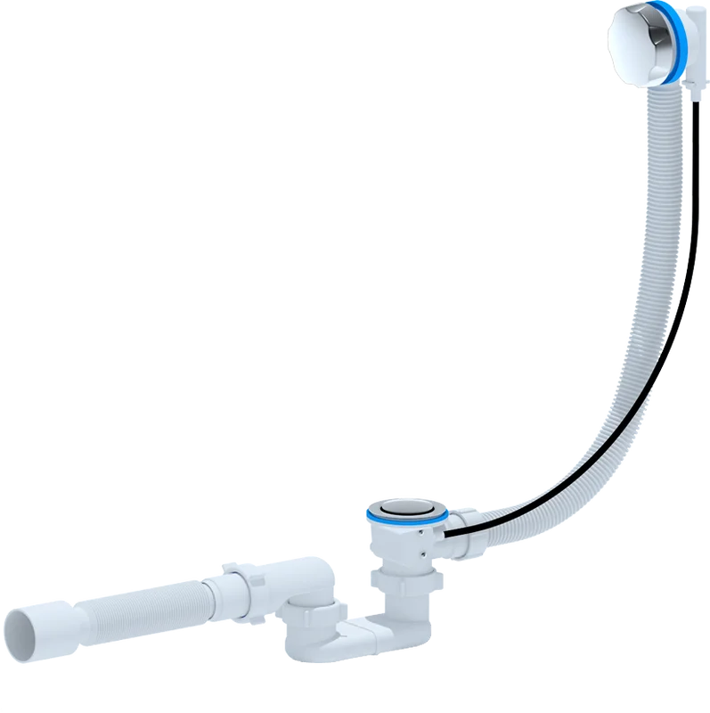 Слив-перелив для ванны АНИ пласт EM701 40 мм, полуавтомат, хром, с сифоном