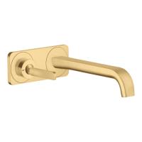 Смеситель Axor Citterio E для раковины, встраиваемый, излив: 22.1см., с панелью, цвет: шлифованное золото