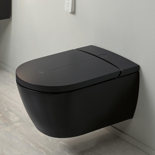 унитаз подвесной villeroy & boch viclean v0e100r7 с функцией биде, цвет черный