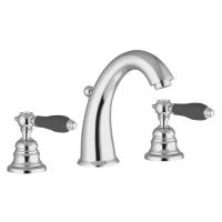 Смеситель Fima Carlo Frattini Herend F5421CNCR для раковины, на 3 отв., с донным клапаном, черные ручки, хром