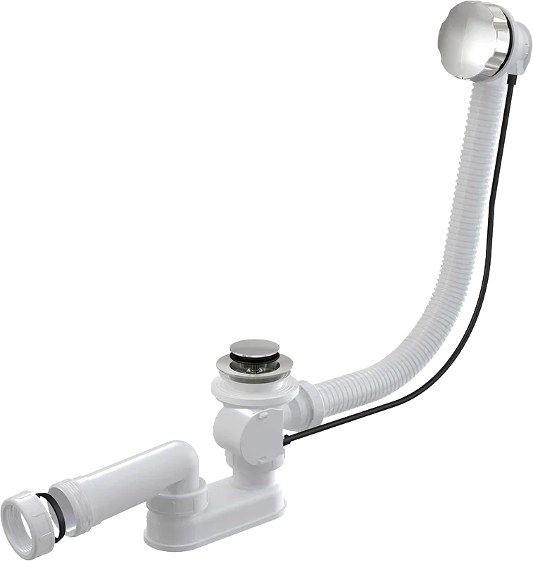 Слив-перелив для ванны AlcaPlast A55K 52 мм, полуавтомат, хром, с сифоном