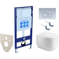 Комплект унитаза с инсталляцией Aquatek Set Aquatek Альтаир cm-019 4в1 с сиденьем Микролифт и клавишей смыва Хром матовый