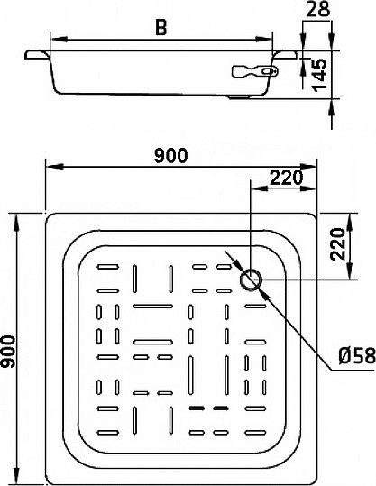 стальной поддон для душа blb universal sg 90×90 cf9012001 белый