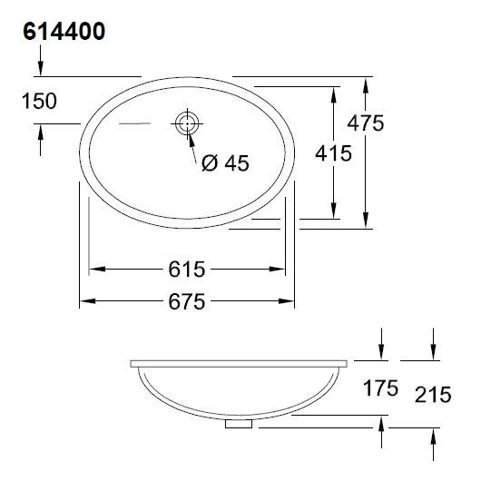 раковина встраиваемая 46 см villeroy & boch evana 6144 00 r1