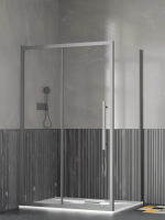 Душевой уголок, душевое ограждение Esbano Flex ESF-129PS-GM ESOGF108PSGM 120х90 см с одной раздвижной дверкой, прямоугольный, профиль оружейная сталь (Gun Metal), стекло прозрачное 6 мм, без поддона