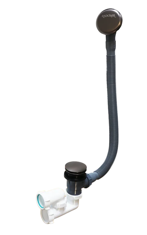 Слив-перелив для ванны Radomir 2-19-7-0-9-000 50 мм, клик-клак, оружейная сталь, с сифоном