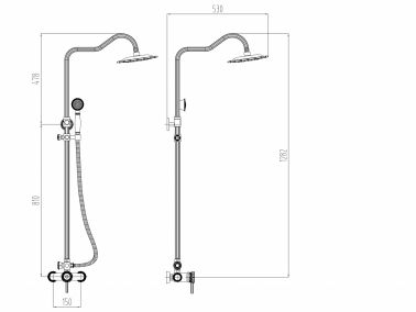 душевая система zorg antic a118ds-br цвет бронза