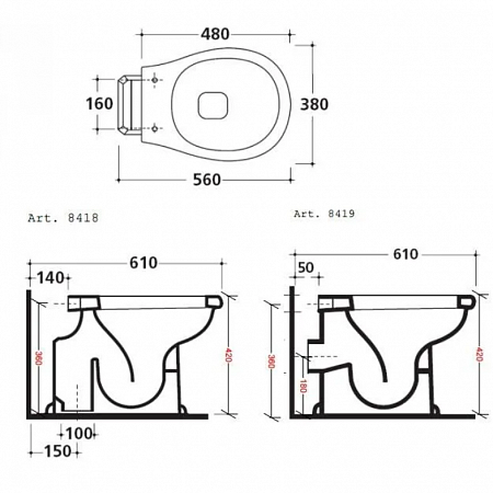 унитаз приставной galassia ethos 8419