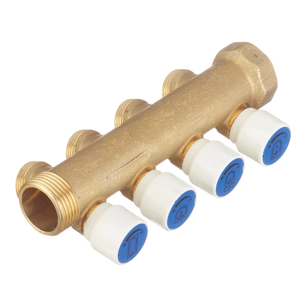 коллектор tece 1 вр(г) х 4 выхода 3/4 нр(ш) ек х 1 нр(ш) с запорными вентилями, 8730040