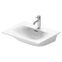 Duravit Viu Раковина подвесная с переливом, выпуск с керам покрытием, 2 отв под смес, 63х49см, белая