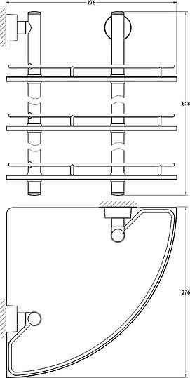 Полка стеклянная FBS Nostalgy NOS 073 угловая 3-ярусная