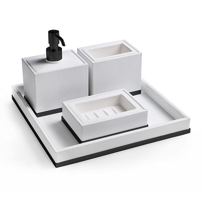 Комплект: стакан, дозатор, мыльница, лоток 3SC Snowy SN99AGD белый/золото