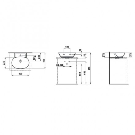 раковина в ванную накладная laufen new classic 50 см 8.1685.2.757.104.1