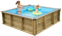 Pistoche wooden pool, 2x2, dark blue Бассейн плавательный с деревянной отделкой бортов
