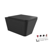 Подвесной унитаз Alice Hide Square 31210108SET безободковый, с сиденьем и крышкой с микролифтом, цвет чёрный матовый