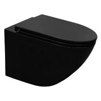 Унитаз Azario Grado AZ-0046-UQ3-MB подвесной, безободковый, с сиденьем микролифт, слив "Торнадо", 49х36х36 см, черный матовый