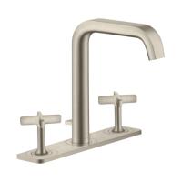 Смеситель Axor Citterio E для раковины, на 3 отв., с панелью и донным клапаном, цвет: шлифованный никель