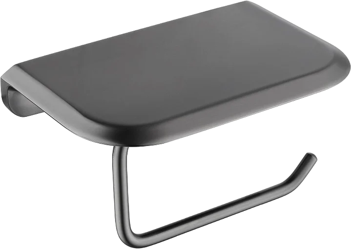 Держатель туалетной бумаги Cezares Liner PHM-GM с полкой для телефона, оружейная сталь