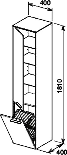шкаф-пенал keuco royal 60 32131 210001 белый глянец, с корзиной l