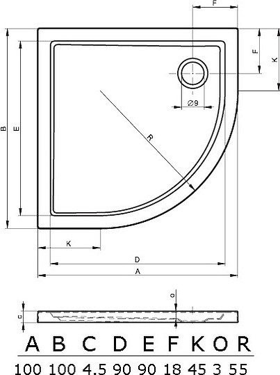 душевой поддон riho zurich 284 100×100 d001023005 белый без антискользящего покрытия