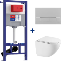 Комплект Lemark Glazer 100123433, безободковый, с микролифтом, кнопка смыва матовый хром