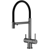 Смеситель для кухни Splenka S70.63.09 с подключением к фильтру, гибким изливом, графит матовый
