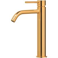 Смеситель Paffoni Light LIG081HG для раковины, без донного клапана, высокий, излив 16.2 см, золотой