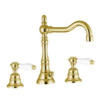 Смеситель Fima Carlo Frattini Herend F5401CBOR для раковины, на 3 отв., с донным клапаном, золото