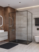 Душевой уголок Cezares Lux LUX-AH-FS-11-140/80-C-GM 140x80 см, профиль оружейная сталь матовый, стекло прозрачное