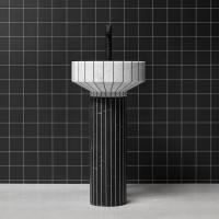 Antonio Lupi 024 Раковина 45х85 см, без отв., напольная, слив в пол, с сифоном, гибким шлангом и донным клапаном, пьедестал Nero Marquinia, цвет: Carrara