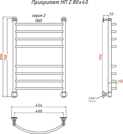 полотенцесушитель водяной тругор лц приоритет нп 2 80x40