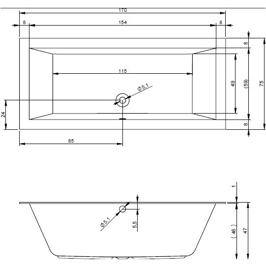 акриловая ванна riho lugo velvet 170x75 b132001105 (bt0110500000000) без гидромассажа