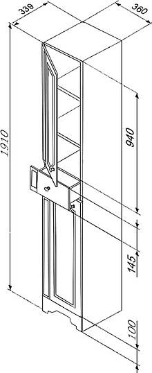 шкаф-пенал dorff tradition m95csl0366wg 36 l белый
