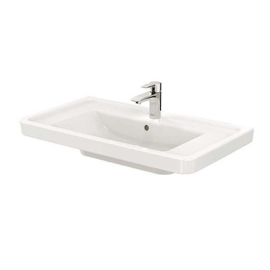 Раковина TOTO CF LW137Y#XW полувстраиваемая, с 1 отв., с переливом, CeFiONtect, 85.4x48.3 см, белая