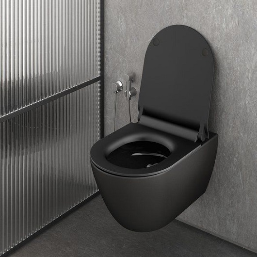 унитаз gsi pura 8816fr526 подвесной, смыв торнадо swirlflush 2.0, без крышки, цвет черный матовый
