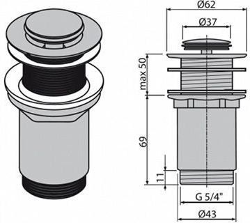 донный клапан alcaplast a394 без перелива, хром
