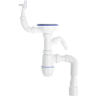 Сифон Iddis Kitchen Line S11UPS0i84 для мойки с выпуском 3 1/2 с переливом и и отводом