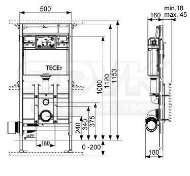 система инсталляции для унитазов tece lux tecelux 9600200