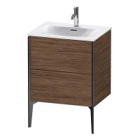 Duravit XViu Тумба подвесная 591x610x480мм, для раковины #234463, 2 ящика, цвет: walnut dark/черный матовый