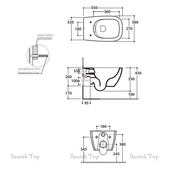унитаз подвесной globo genesis gns02fe безободковый 36х55 см, зеленый матовый