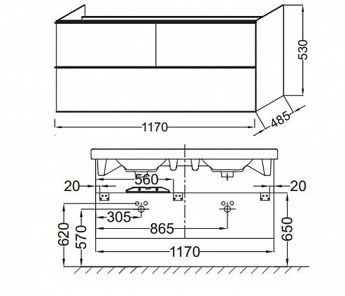 тумба под раковину jacob delafon odeon up eb892ru-e5, дуб светлый