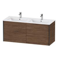 Duravit XViu Тумба подвесная 560x1218x480мм, для двойной раковины #233613, 4 ящика, цвет: walnut dark/черный матовый